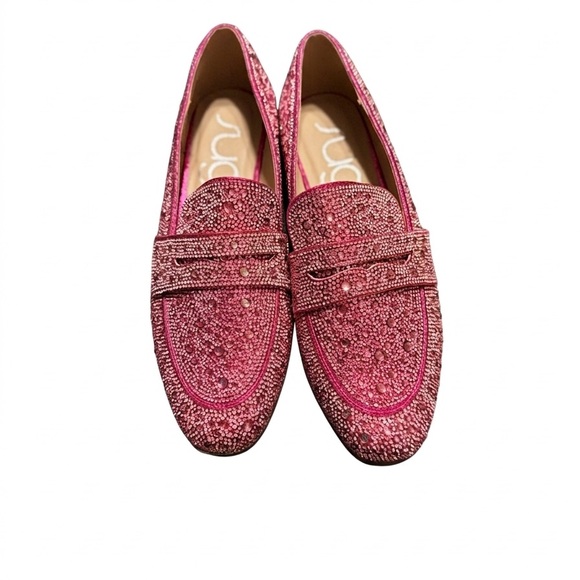 Sugar Thrillz Pink Rhinestone Loafers • Sparkly Crystal Penny Loafers • Fuchsia - Picture 5 of 5